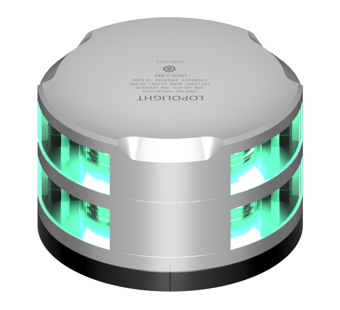 2nm 360° Green, Double, silver w/FB base